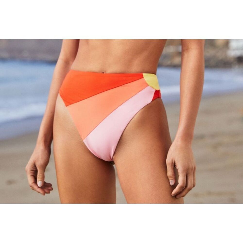 NWT L Space Luca Bikini Bottoms Sunbeam High Waisted Bright MSRP $106